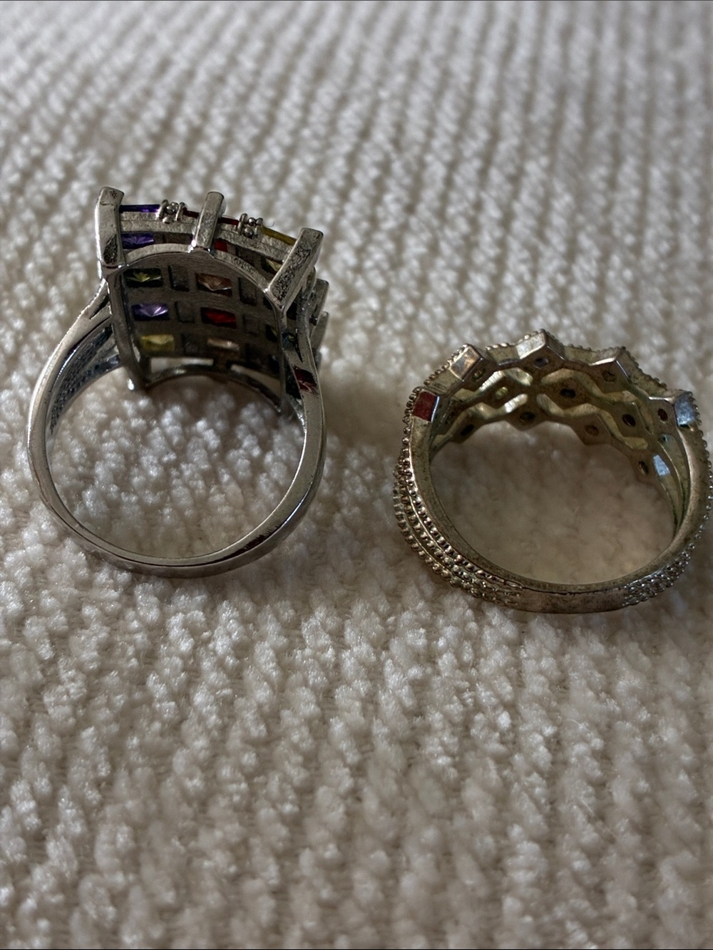 Set 2 Multicolor Cubic Zirconia Statement Rings - Picture 2 of 6